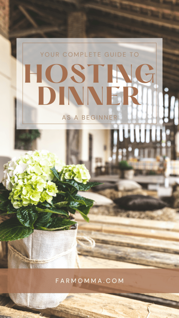 Hosting your first dinner party Pinterest Pin.