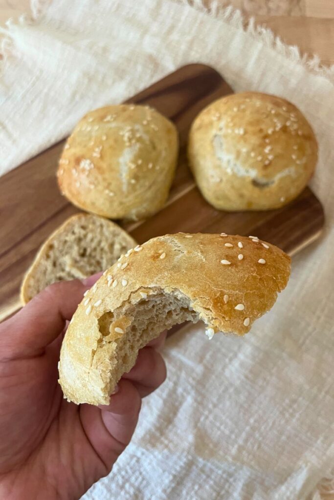 Tangy, soft whole wheat sourdough buns!